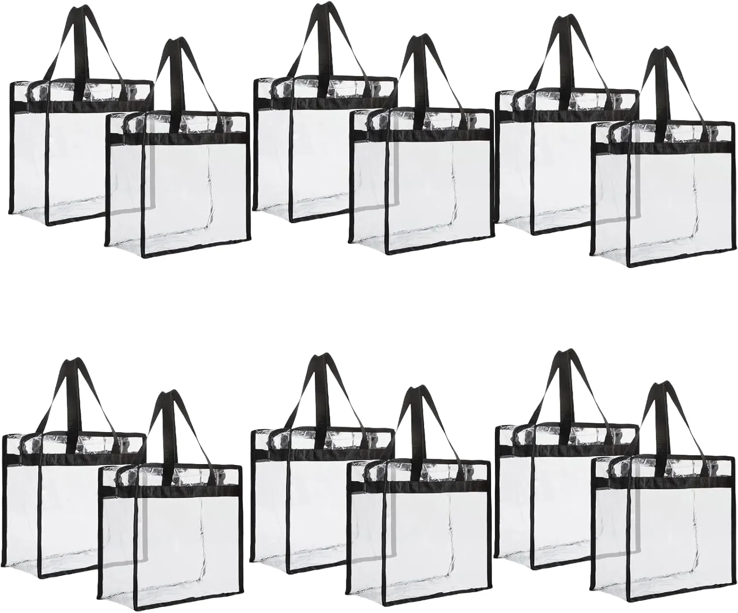 12 Packs Waterproof Clear PlasticPvc Tote Bag Toy Storage Organizer Clear Toiletry Cosmetic Makeup Travel Bag With Zipper For Women And Men See Through Grocery Bag For Stadium Events