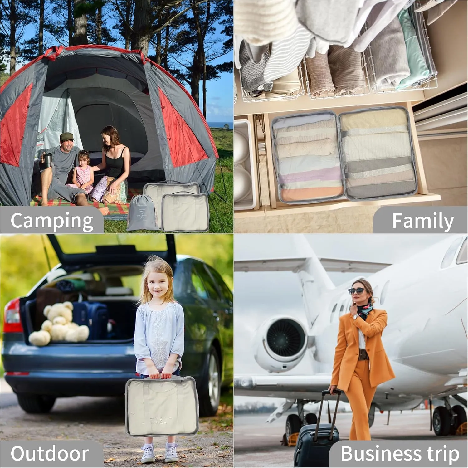 12PCS Packing Cubes for Suitcases, Travel Luggage Organizer Bags, Packing Cubes Luggage Packing Organizers for Travel Accessories, Grey