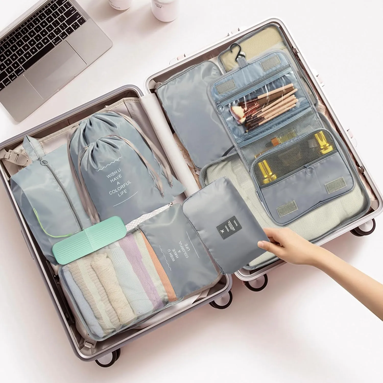 12PCS Packing Cubes for Suitcases, Travel Luggage Organizer Bags, Packing Cubes Luggage Packing Organizers for Travel Accessories, Grey