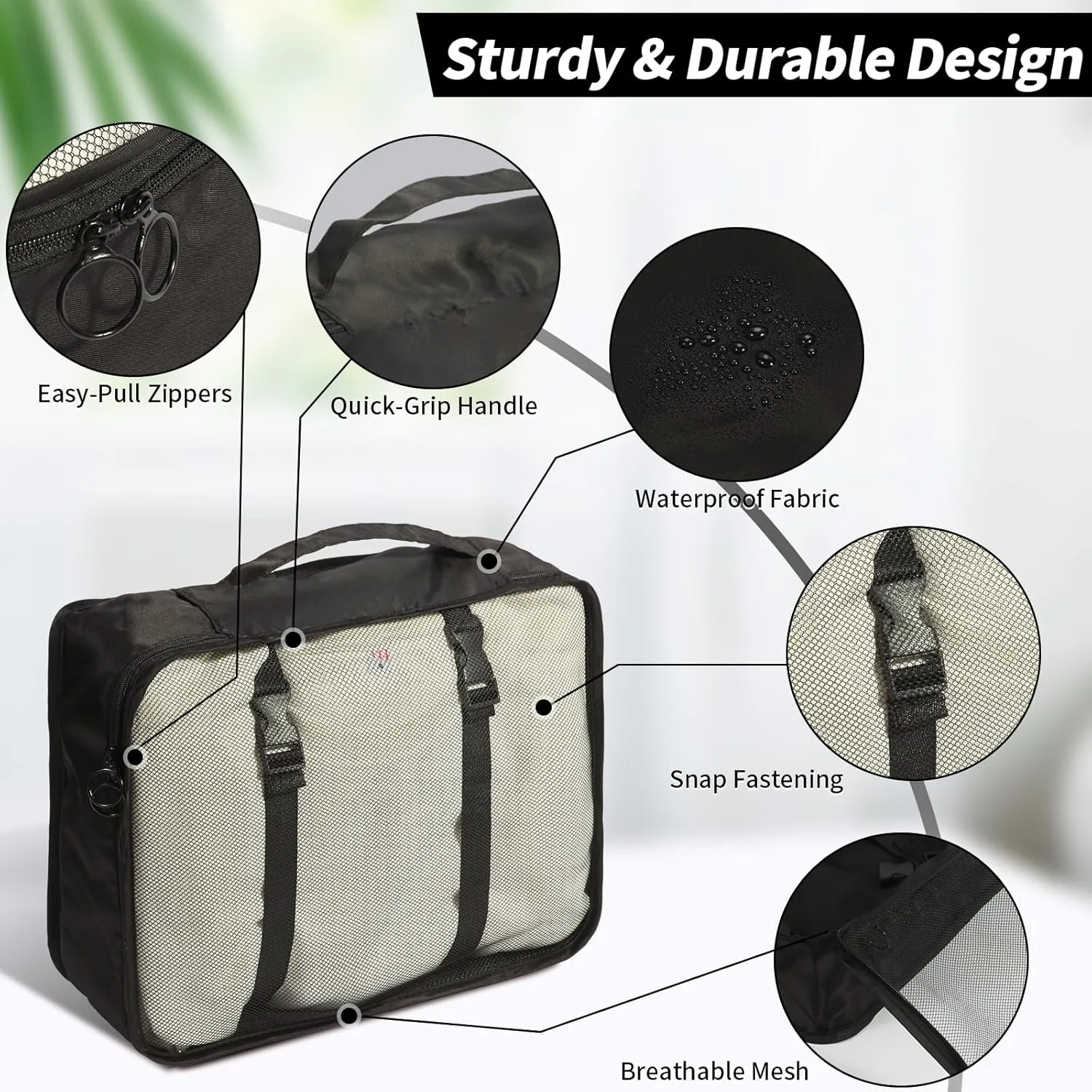 12PCS Packing Cubes for Suitcases, Travel Luggage Organizer Bags, Suitcase Organizer Bags Set for Carry on Luggage Travel Essentials, Black