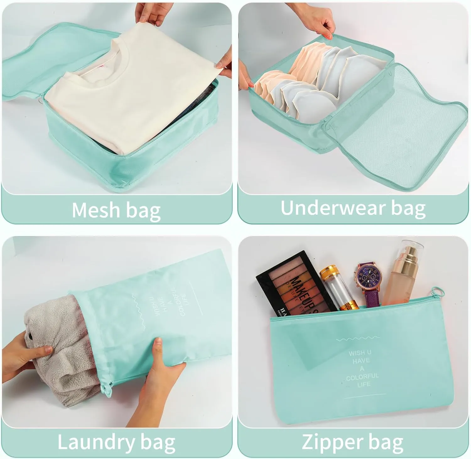12PCS Packing Cubes for Suitcases, Travel Luggage Organizer Bags Various Sizes Packing Organizer for Travel Accessories Luggage Carry On Suitcase, Blue