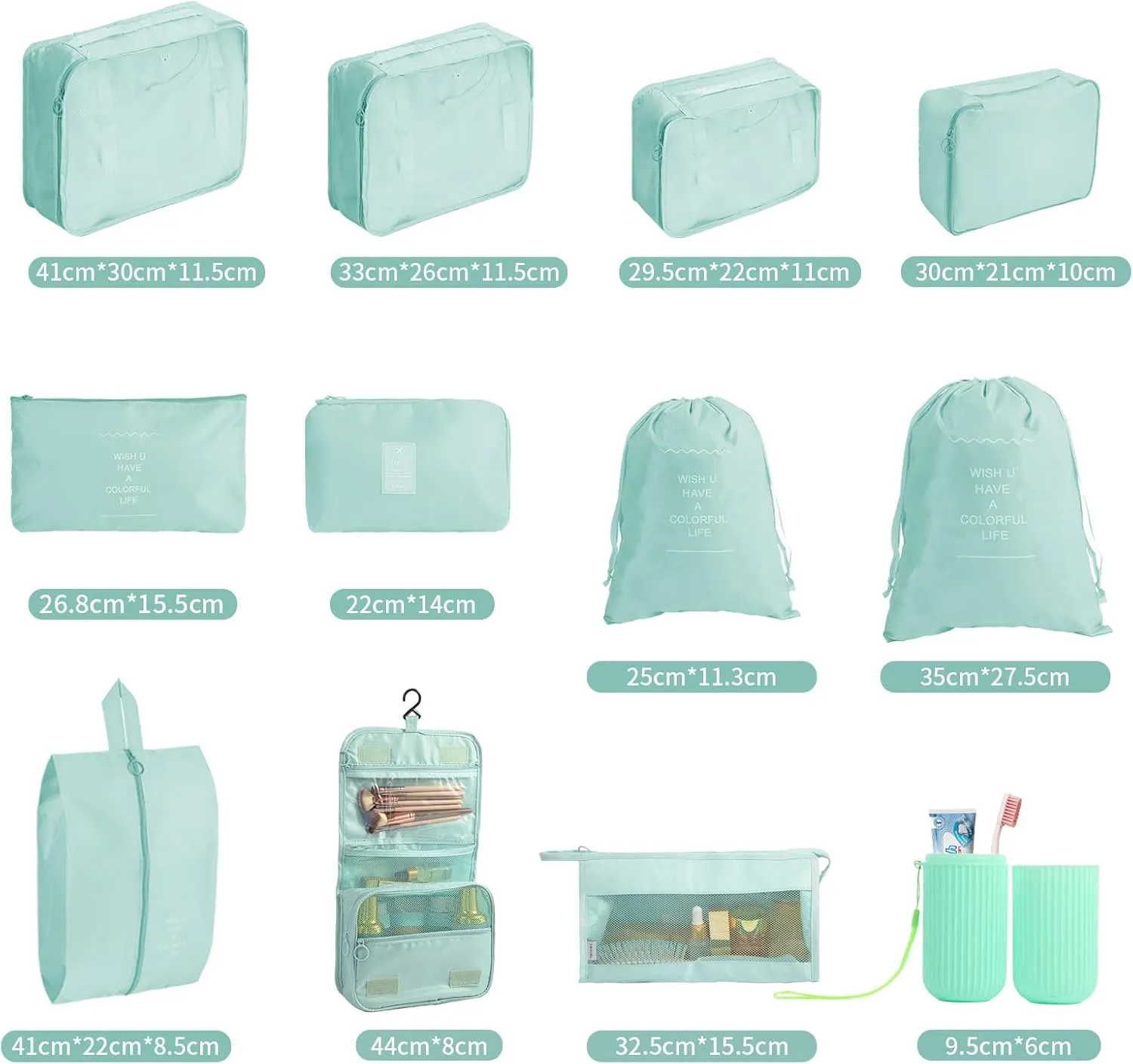 12PCS Packing Cubes for Suitcases, Travel Luggage Organizer Bags Various Sizes Packing Organizer for Travel Accessories Luggage Carry On Suitcase, Blue