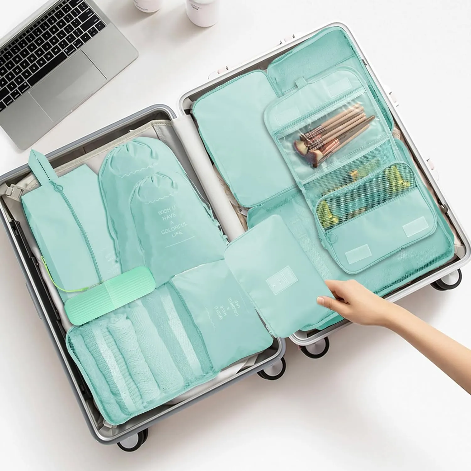 12PCS Packing Cubes for Suitcases, Travel Luggage Organizer Bags Various Sizes Packing Organizer for Travel Accessories Luggage Carry On Suitcase, Blue