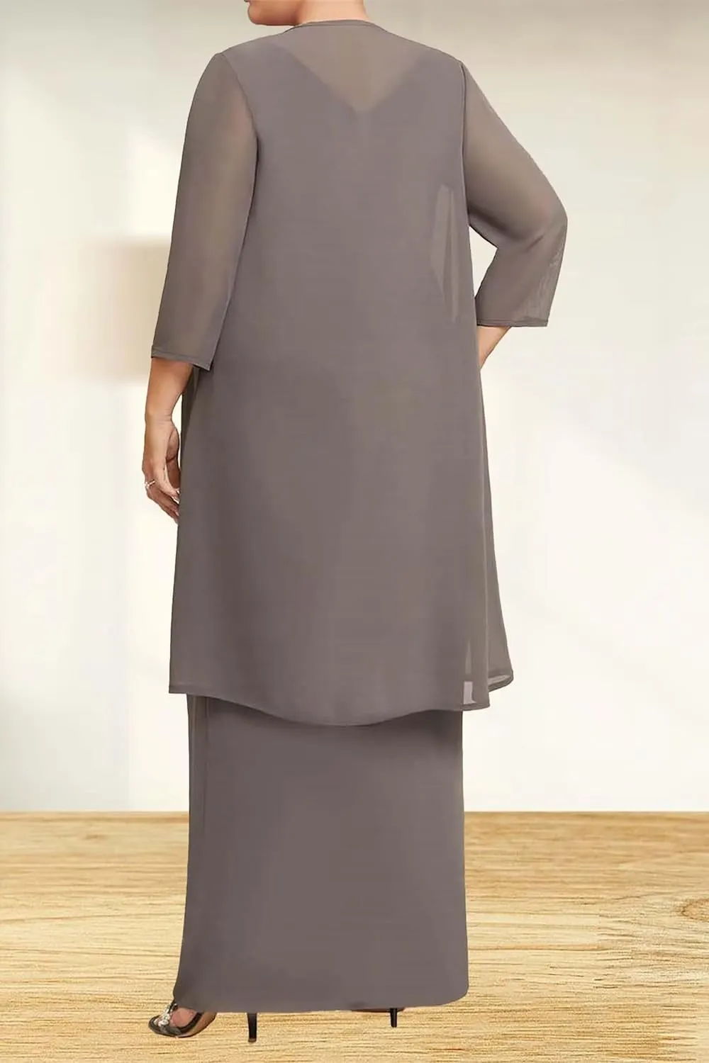 2 Pieces Mother of The Bride Dresses with Jacket 3/4 Sleeve Laces Appliques Mother of The Groom Dresses for Wedding