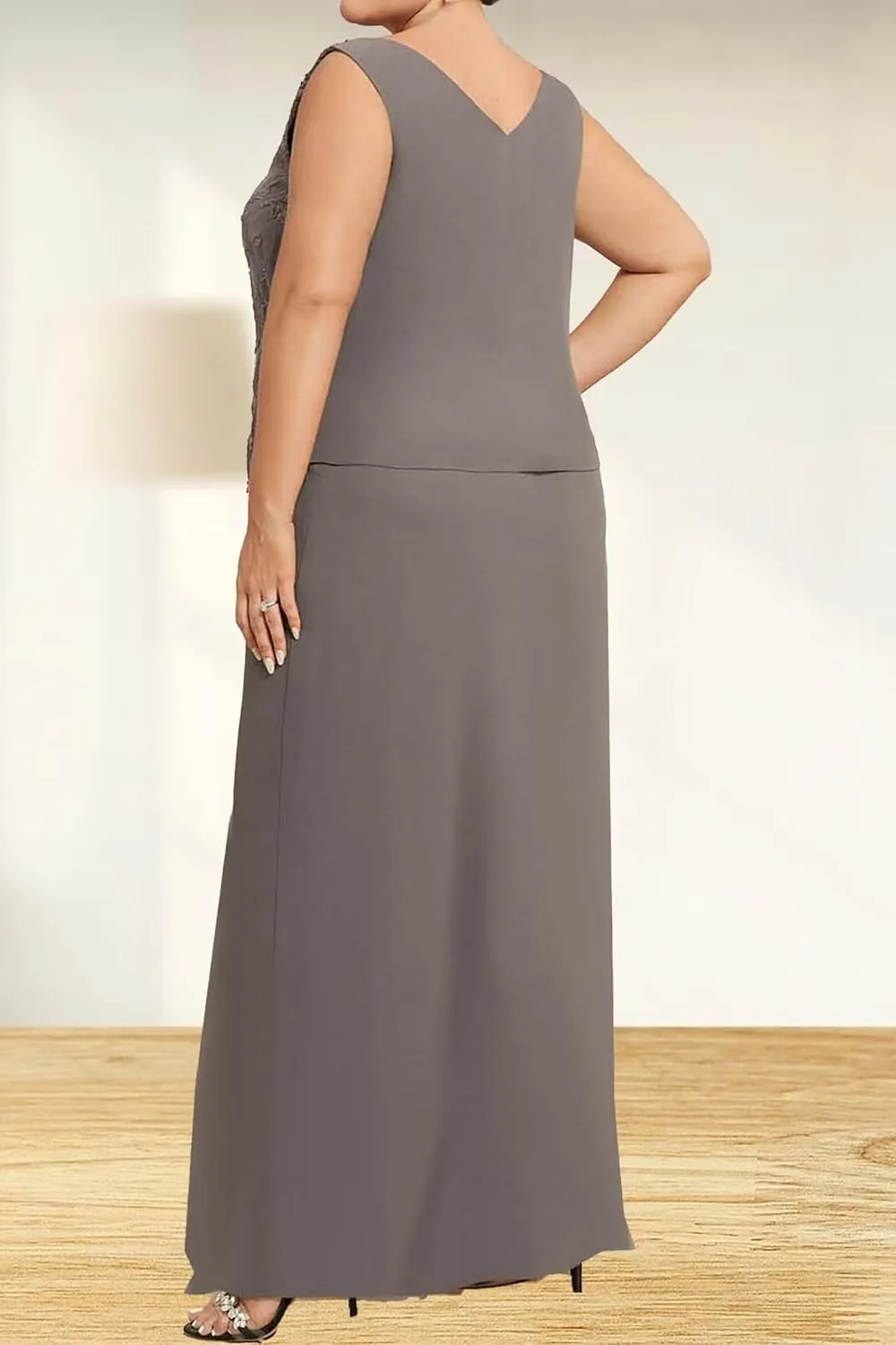 2 Pieces Mother of The Bride Dresses with Jacket 3/4 Sleeve Laces Appliques Mother of The Groom Dresses for Wedding