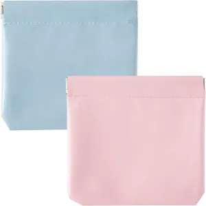 2PCS Small Makeup Bag for Purse Mini Portable Cosmetics Pouches Organizers Travel Coin Lipstick Storage Accessories for Jewelry Cards Earphones Pink Blue