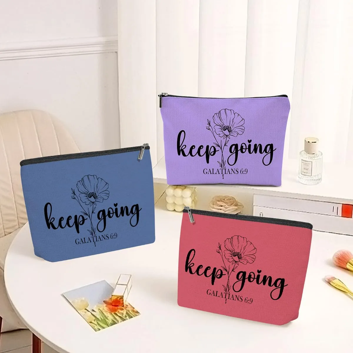 3 Pack Inspirational Christian Gifts Religious Gifts for Women Teachers Prayer Mom Makeup Bag,Travel Essentials Cosmetic Bags for Women,Girls Weekend Friendship Christmas Bible Religious Thank You