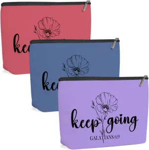 3 Pack Inspirational Christian Gifts Religious Gifts for Women Teachers Prayer Mom Makeup Bag,Travel Essentials Cosmetic Bags for Women,Girls Weekend Friendship Christmas Bible Religious Thank You