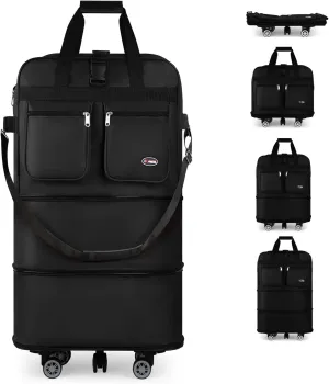 30''36''40''Rolling Duffle Bag with Wheels,Expandable Duffle Bag for Travel for Men Women,Foldable#36''Black