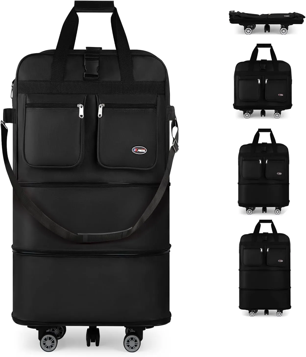 30''36''40''Rolling Duffle Bag with Wheels,Expandable Duffle Bag for Travel for Men Women,Foldable#36''Black