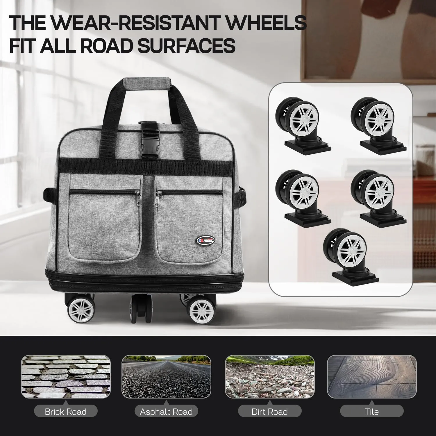 30''36''40''Rolling Duffle Bag with Wheels,Expandable Duffle Bag for Travel for Men Women,Foldable#36''Grey