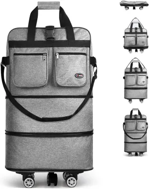 30''36''40''Rolling Duffle Bag with Wheels,Expandable Duffle Bag for Travel for Men Women,Foldable#36''Grey