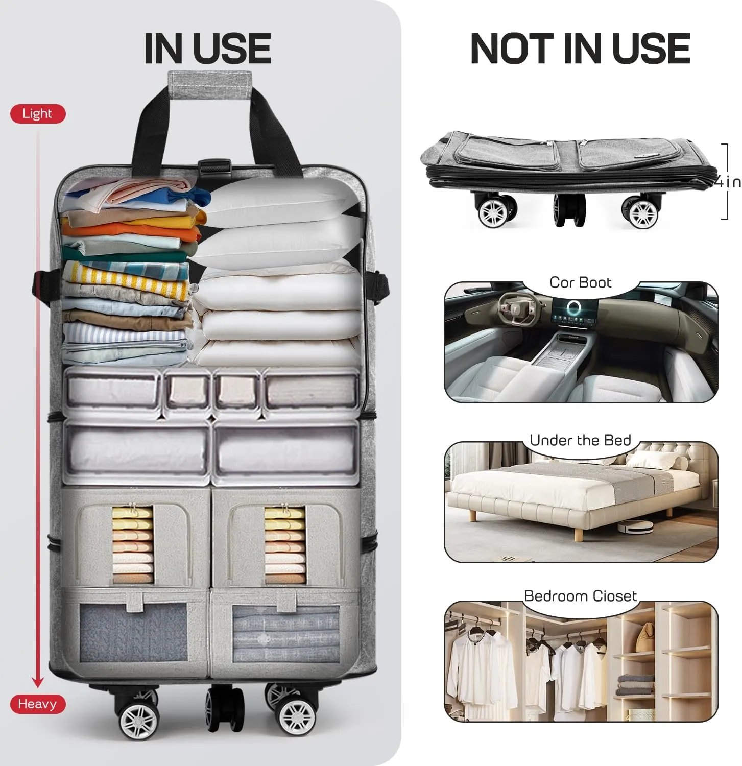 30''36''40''Rolling Duffle Bag with Wheels,Expandable Duffle Bag for Travel for Men Women,Foldable#36''Grey