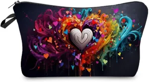 3D Heart Gifts Colorful Heart Makeup Bag Cute Small Organizer Bag Travel Toiletry Zipper Pouch Heart Cosmetic Bag Birthday Christmas Valentine Gift for Lovers Women Friends