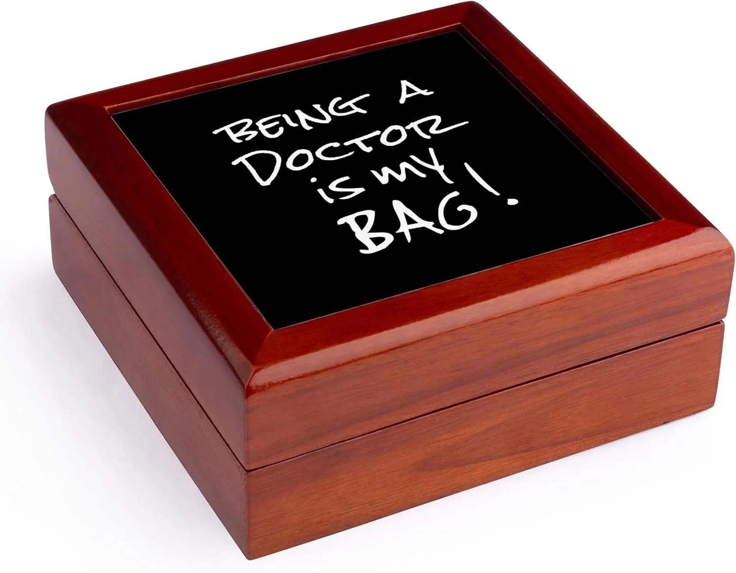 3dRose Being a Doctor is my Bag. Funny Dr or PhD pride black and white text, Jewelry Box jb-232159-1