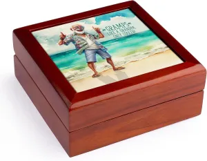 3dRose, GRAMPS Like a Grandpa Only Cooler and a Beach Bum, Jewelry Box 5.5x5.5 inch with 4 inch tile