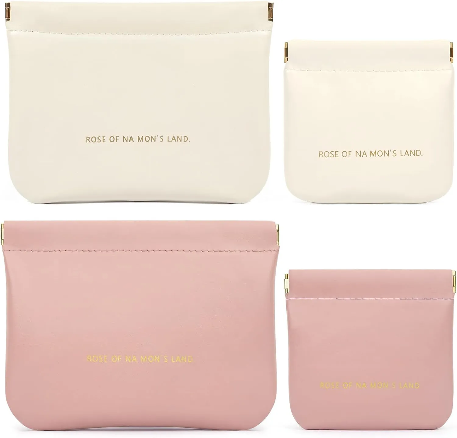 4Pcs Purse Pouches, Small Makeup Bag for Purse Mini Pocket Cosmetic Bags for Women Snap Closure Organizer Pouch for Lipstick Cosmetics Headphones Jewelry