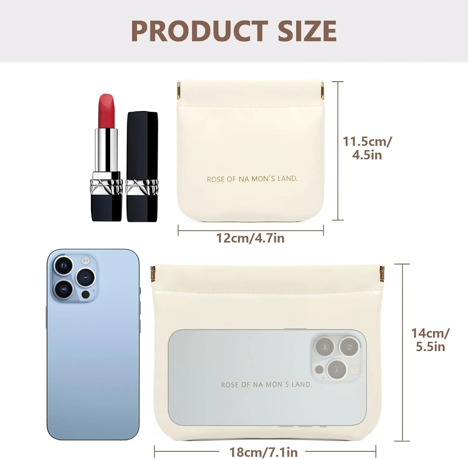 4Pcs Purse Pouches, Small Makeup Bag for Purse Mini Pocket Cosmetic Bags for Women Snap Closure Organizer Pouch for Lipstick Cosmetics Headphones Jewelry