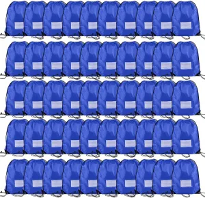 50 Pack Drawstring Bags,Bulk Draw String Backpack, DIY Gym Sports Cinch Bag Sackpack for Women Men, Blue