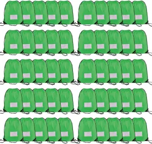 50 Pcs Drawstring Bags,Bulk Draw String Backpack, Cinch Bag Sackpack for Travel Gym Sport, Green