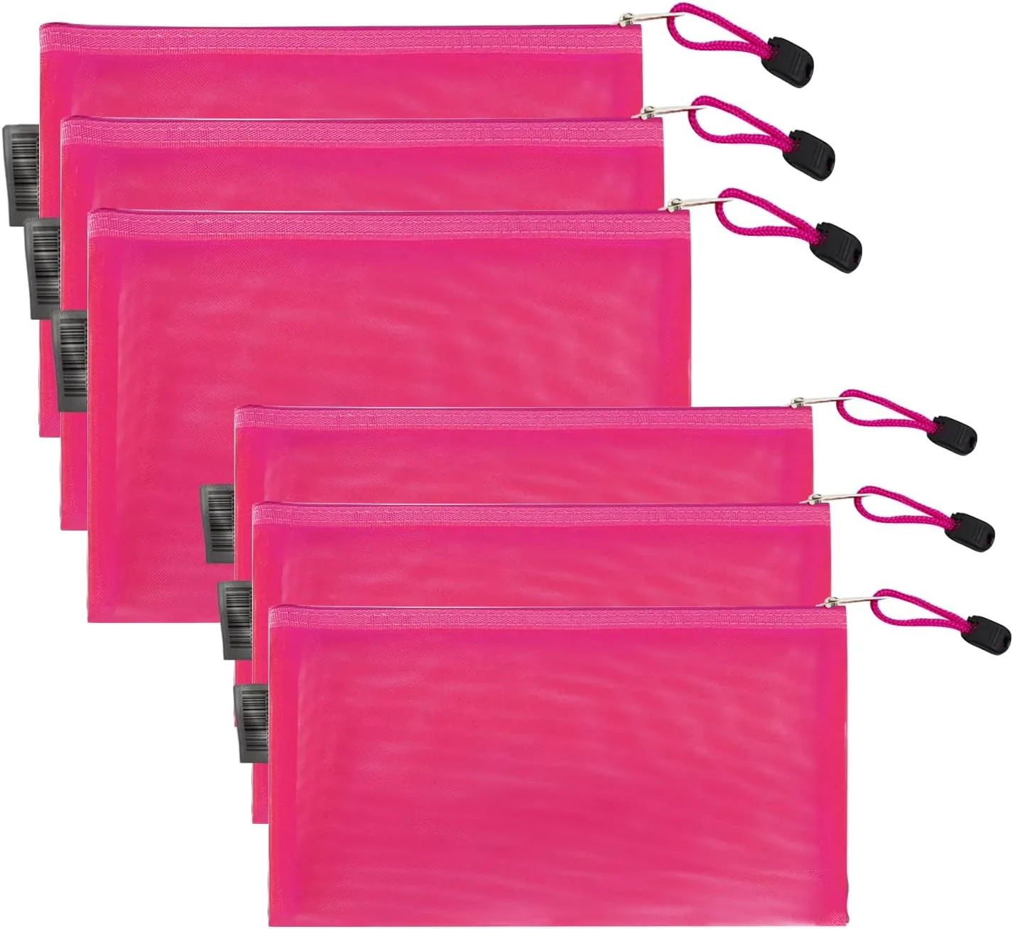 6PCS Small Mesh Makeup Bag with Zipper, Nylon Purse Organizer Pouches, Multipurpose Cosmetic Swimming Suit Travel Toiletry Storage Bags for School Supplies Travel Accessories (Rose Red)