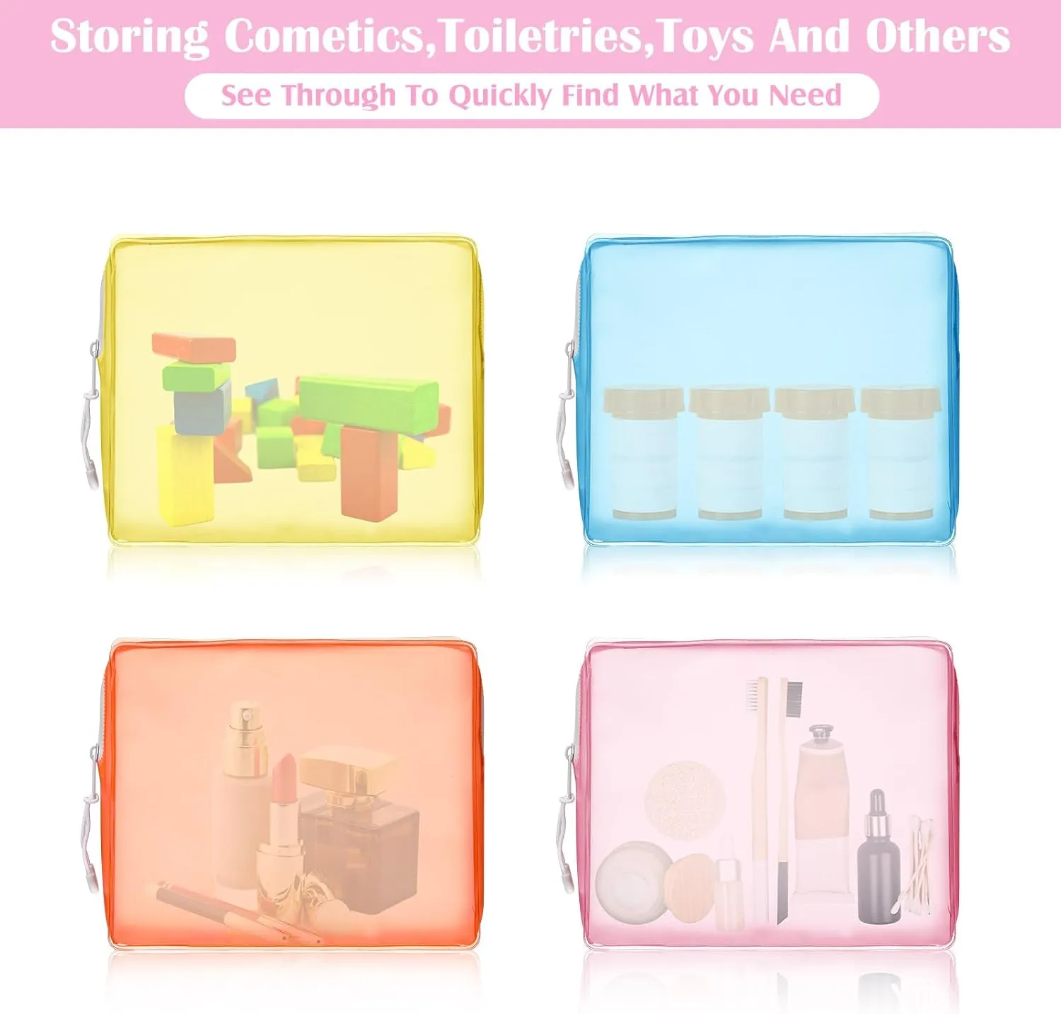8 Pack TSA Approved Travel Toiletry Bags Frosted Translucent Leak-proof Cosmetic Makeup Bags for Women Men Travel Organizer Airport Security(Pastel,6.7 x 5.5 x 1.8 Inch)