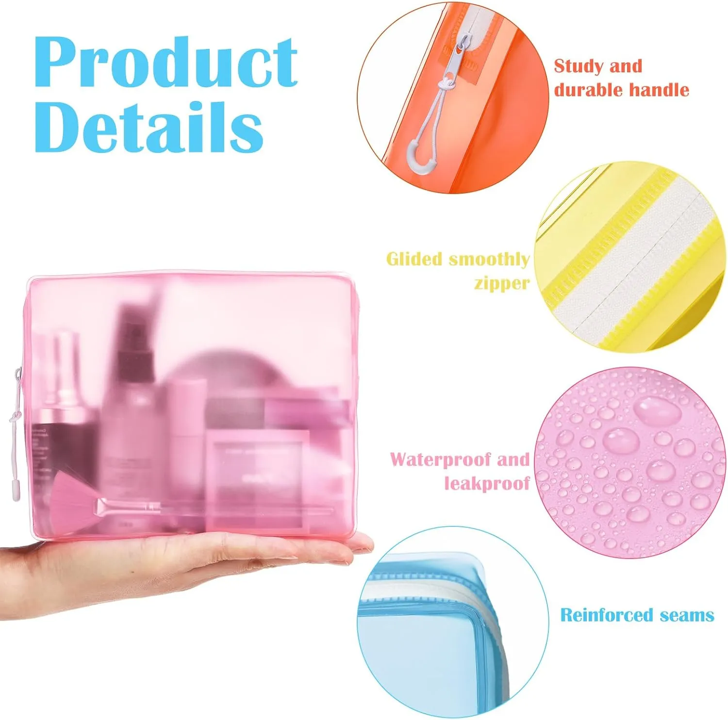 8 Pack TSA Approved Travel Toiletry Bags Frosted Translucent Leak-proof Cosmetic Makeup Bags for Women Men Travel Organizer Airport Security(Pastel,6.7 x 5.5 x 1.8 Inch)