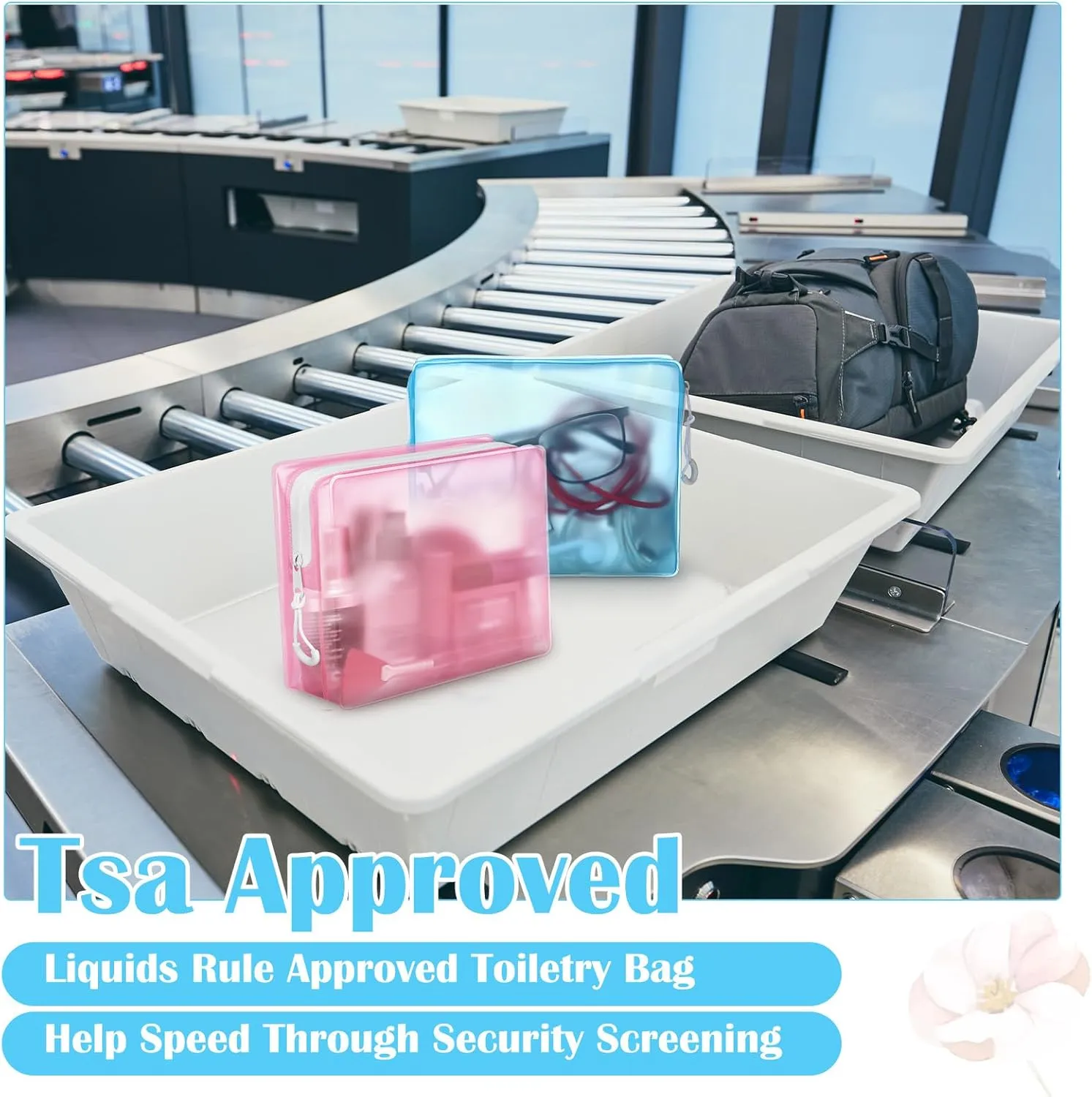 8 Pack TSA Approved Travel Toiletry Bags Frosted Translucent Leak-proof Cosmetic Makeup Bags for Women Men Travel Organizer Airport Security(Pastel,6.7 x 5.5 x 1.8 Inch)