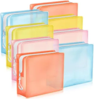 8 Pack TSA Approved Travel Toiletry Bags Frosted Translucent Leak-proof Cosmetic Makeup Bags for Women Men Travel Organizer Airport Security(Pastel,6.7 x 5.5 x 1.8 Inch)