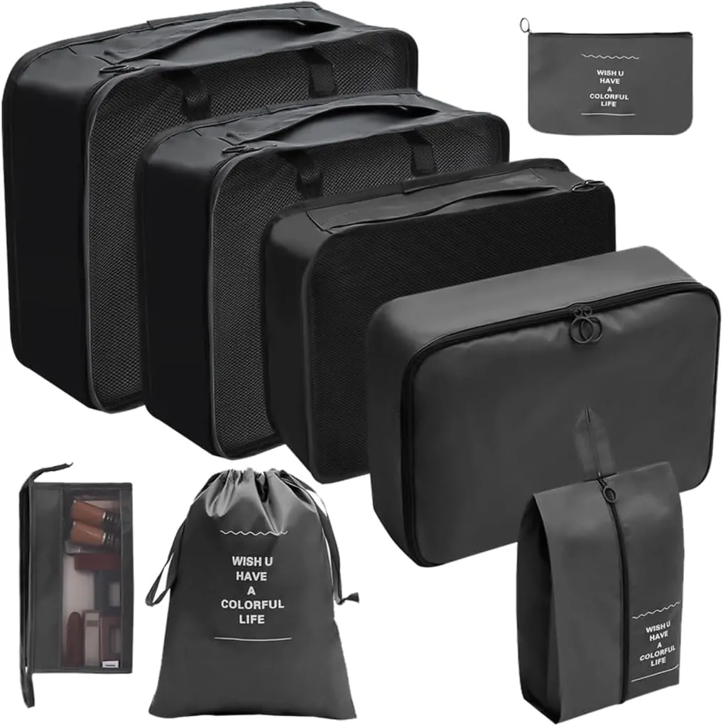8x/Set Travel Organiser Packing Cubes Waterproof Suitcase Organiser for Woman