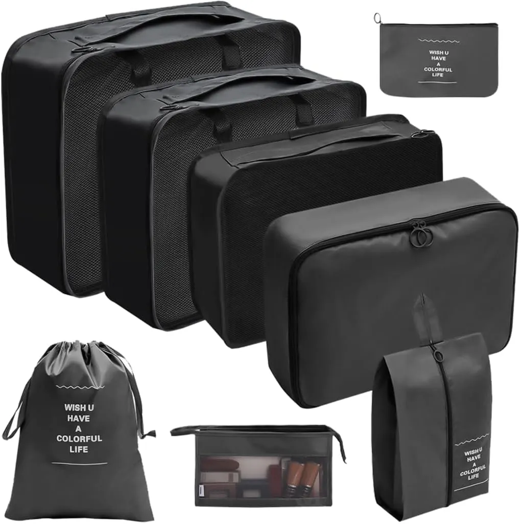 8x/Set Travel Organiser Packing Cubes Waterproof Suitcase Organiser for Woman
