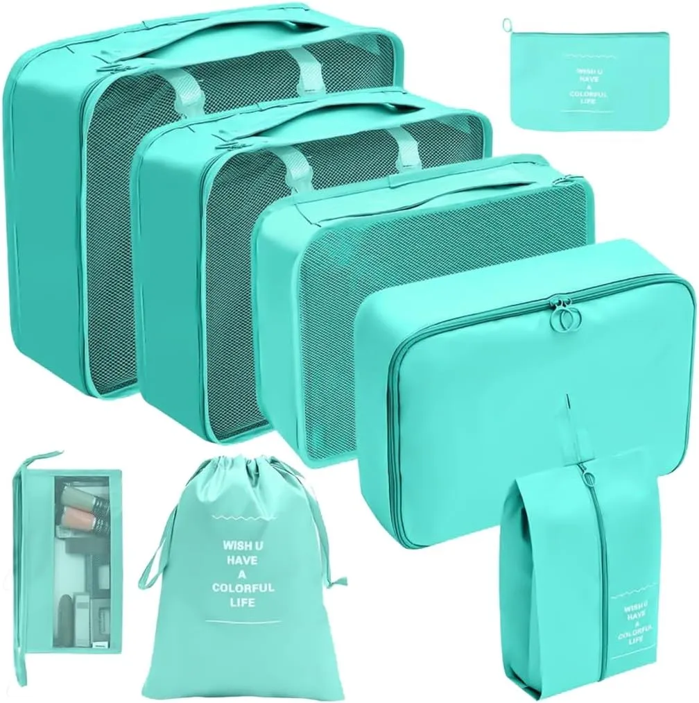 8x/Set Travel Organiser Packing Cubes Waterproof Suitcase Organiser for Woman