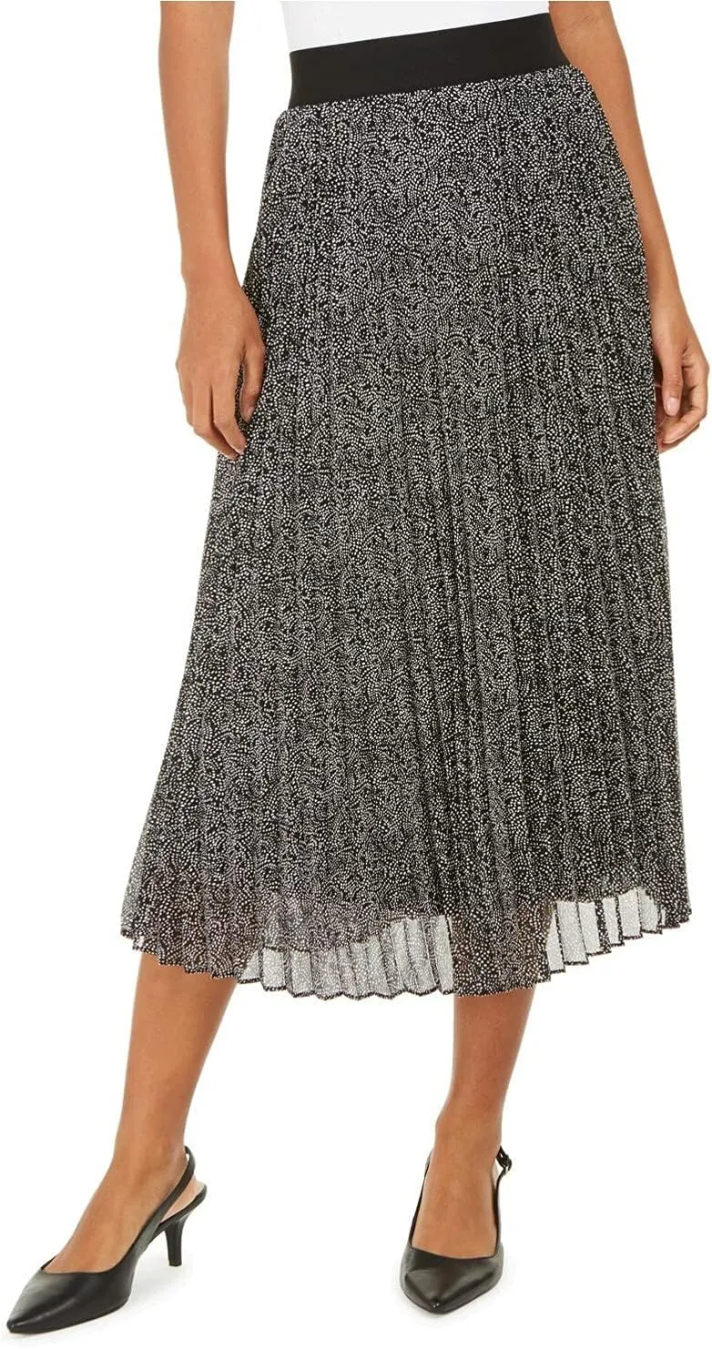 Alfani Womens Pleated Metallic Midi Skirt, Blacks, Size X-Large