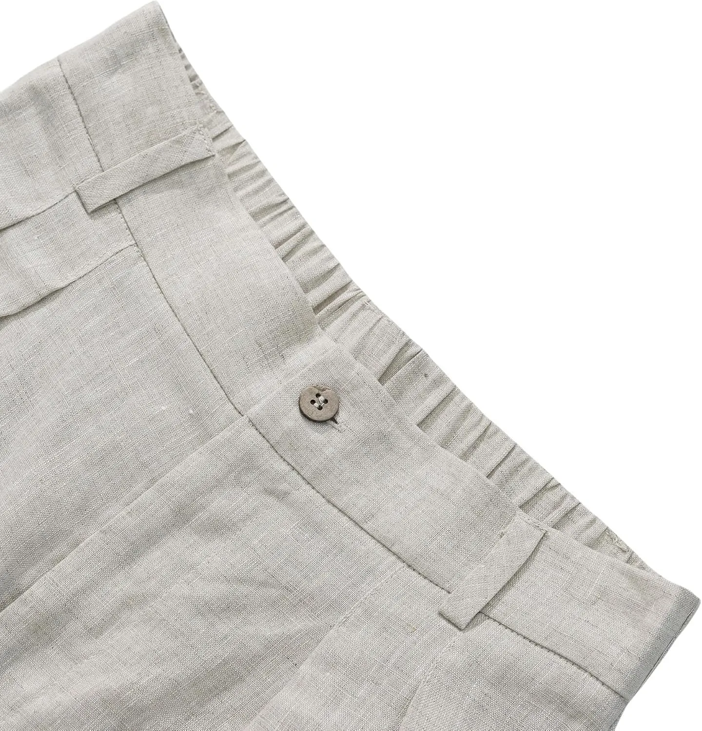 Amazhiyu Women's 100% Linen Summer High-Waisted Wide Leg Pants with Pockets