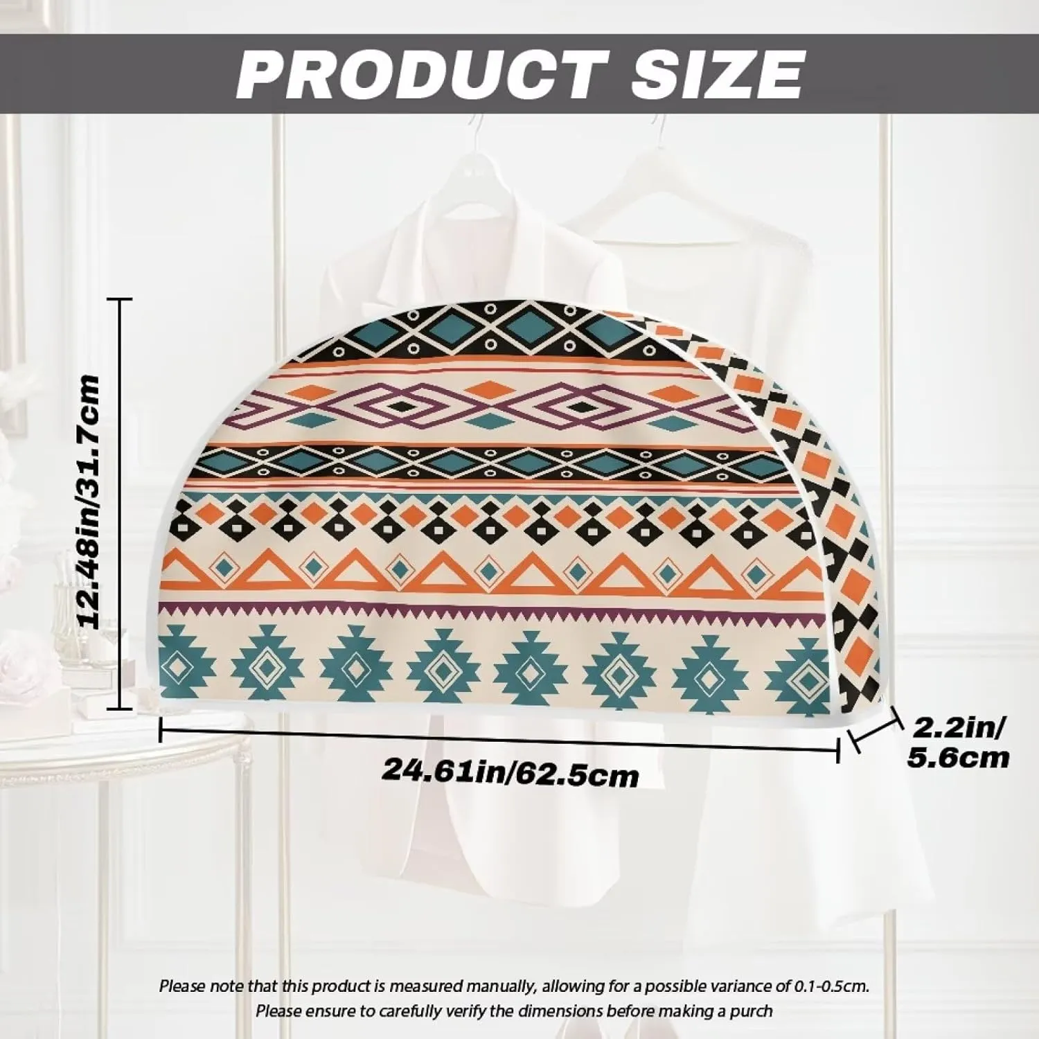 Babrukda Clothes Garment Rack Cover for Closet, Yellow Southwestern Aztec Semicircle Wardrobe Clothes Protector for Dress Suit, Semicircle Garment Bags, Hanger Not Included
