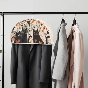 Babrukda Semicircle Clothes Garment Rack Cover for Closet Floral Cartoon Cat Print Clothes Protectors for Hanging Clothes, Garment Bags for Dress, Suit, Coat, Shirts, Hanger Not Included