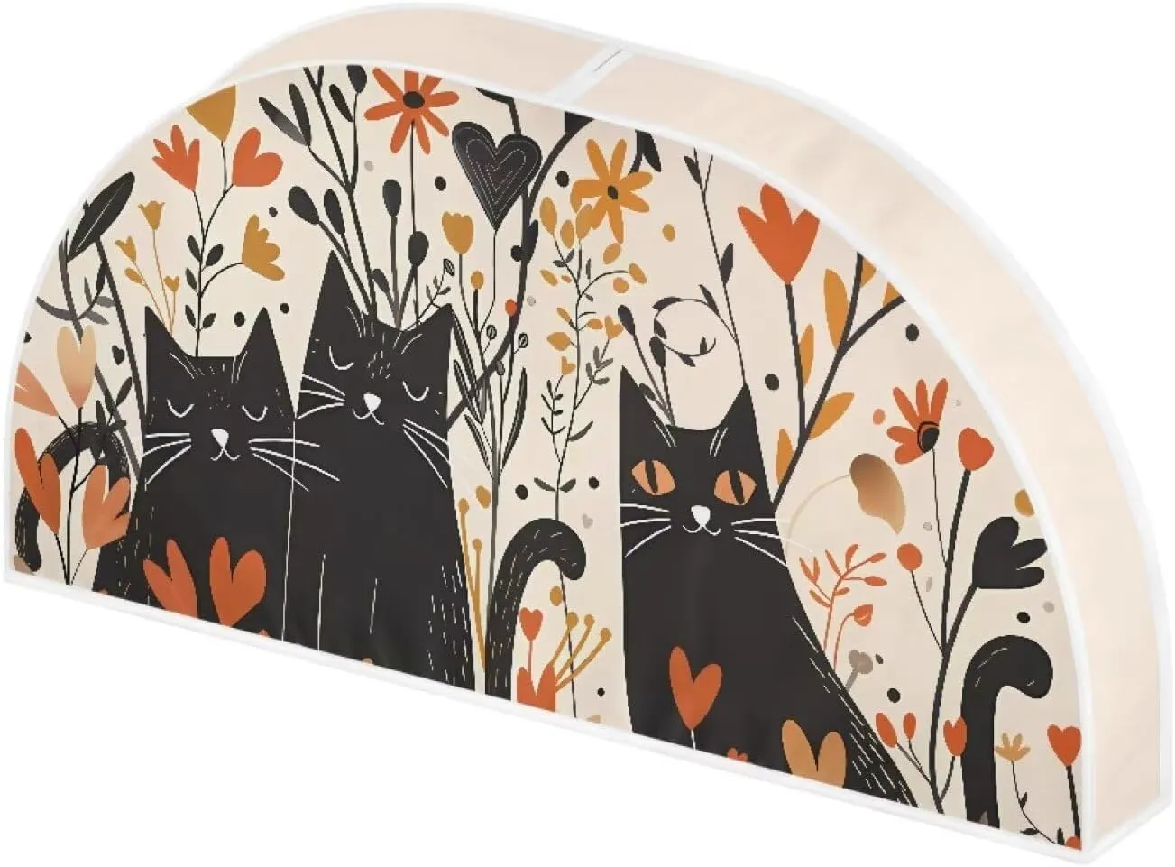 Babrukda Semicircle Clothes Garment Rack Cover for Closet Floral Cartoon Cat Print Clothes Protectors for Hanging Clothes, Garment Bags for Dress, Suit, Coat, Shirts, Hanger Not Included
