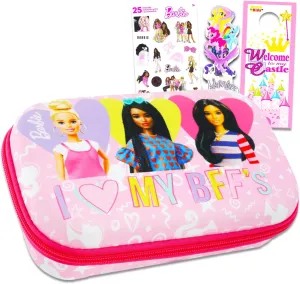Barbie Travel Case for Girls - Bundle with Barbie Toiletry Bag for Cosmetics, Jewelry, More Plus Stickers, Bookmark, & More | Barbie Travel Bag for Teens
