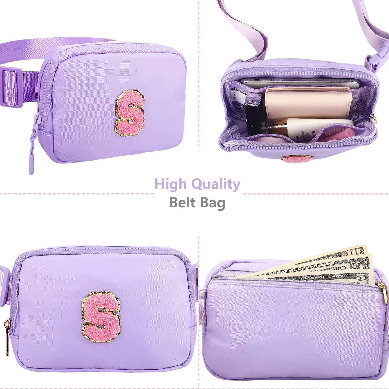 Belt Bag Fanny Pack for Girls - Women Initial Crossbody Bag for Birthday Gifts for 5 6 7 8 9 10 11 12 13 Year Old S