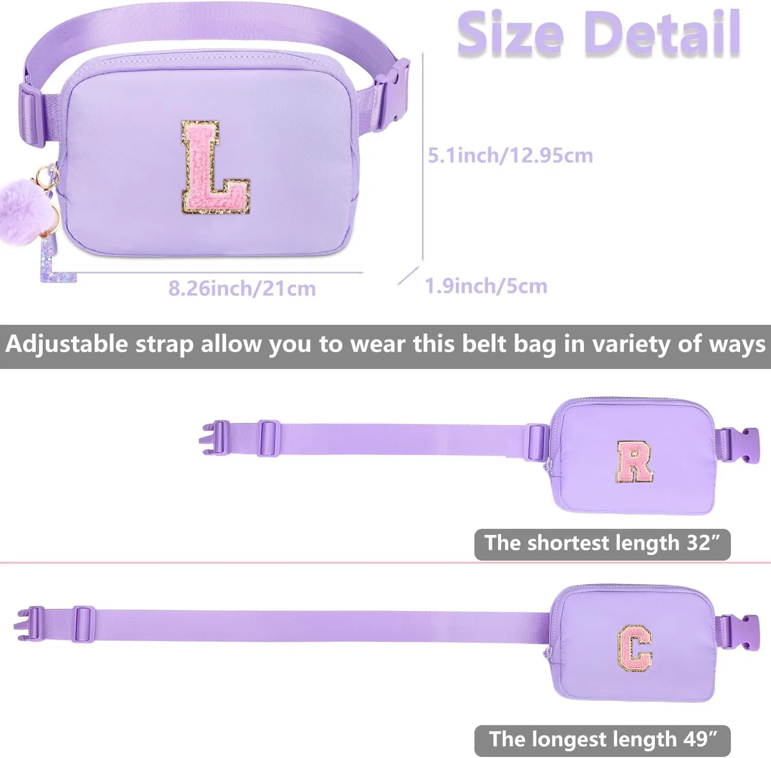 Belt Bag Fanny Pack for Girls - Women Initial Crossbody Bag for Birthday Gifts for 5 6 7 8 9 10 11 12 13 Year Old S