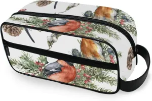Birds Spruce Branches Travel Toiletry Bag Makeup Bag Packing Organizers with Hanging Hook Portable Water Resistant Small Travel Bag for Toiletries, Jewelry, Travel Essentials