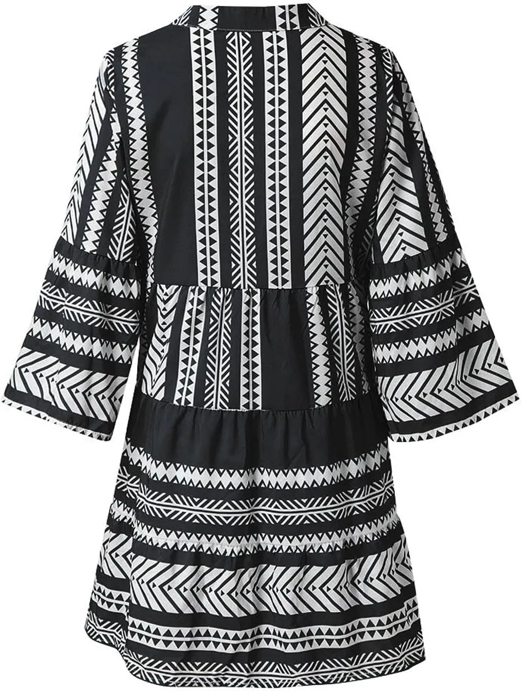 Boho Dresses for Women,2024 Summer Trendy Floral Print Beach Dress,Casual Loose V Neck 3/4 Sleeve Mini Vacation Dress