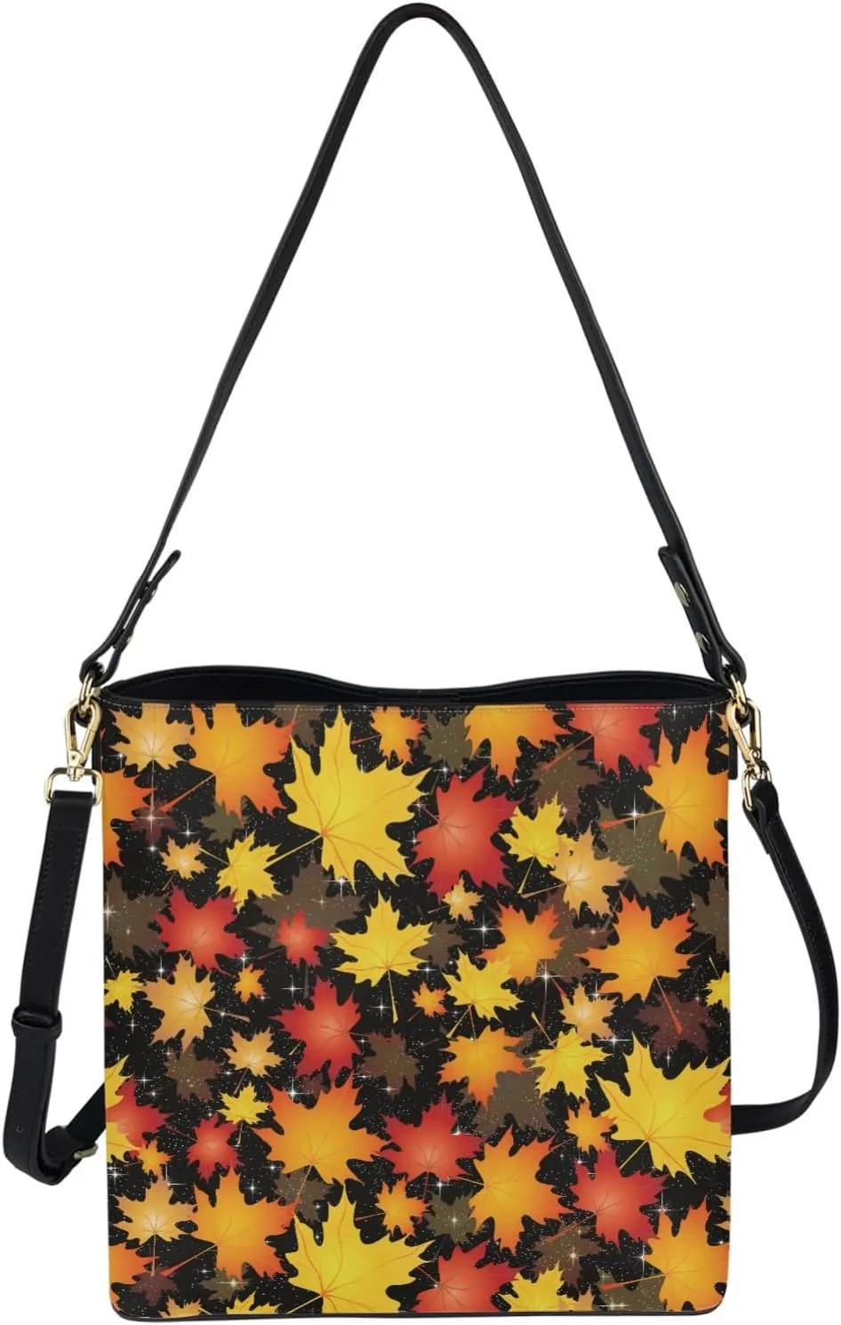 Bucket Bags and Purse for Women Merry Christmas Santa Claus Hobo and Shoulder Handbags with 2 Detachable Straps