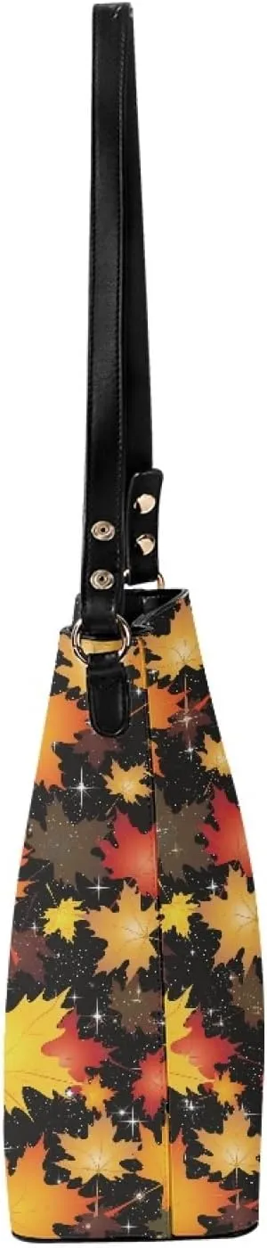 Bucket Bags and Purse for Women Merry Christmas Santa Claus Hobo and Shoulder Handbags with 2 Detachable Straps