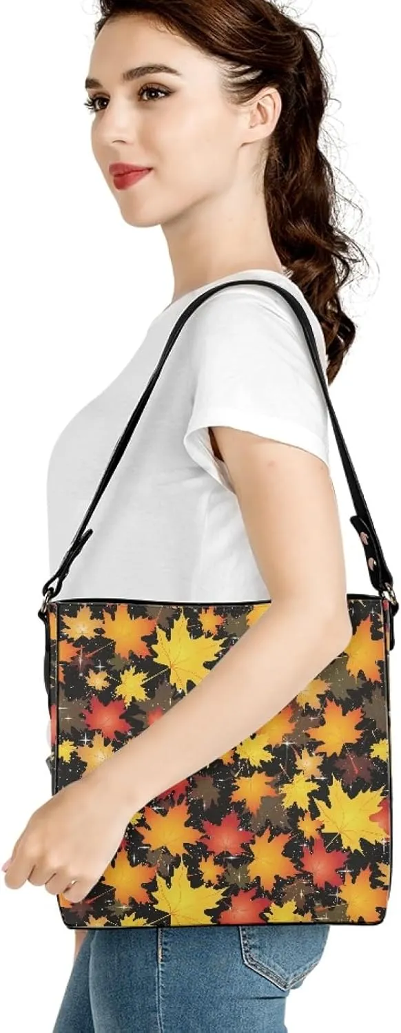 Bucket Bags and Purse for Women Merry Christmas Santa Claus Hobo and Shoulder Handbags with 2 Detachable Straps
