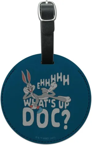 Bugs Bunny What's Up Doc? Round Leather Luggage Card Suitcase Carry-On ID Tag