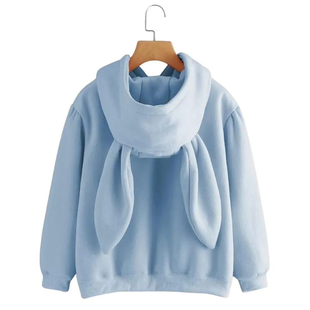 Bunny Rabbit Ear Hooded Sweatshirt Cute Women's Hoodie Pullover Cosplay Top