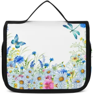 Butterfly Floral Toiletry Bag for Women & Men Hanging Makeup Bag Travel Cosmetic Bags Makeup Organizer Bag for Brushes Toiletries Jewelry Trip Essentials
