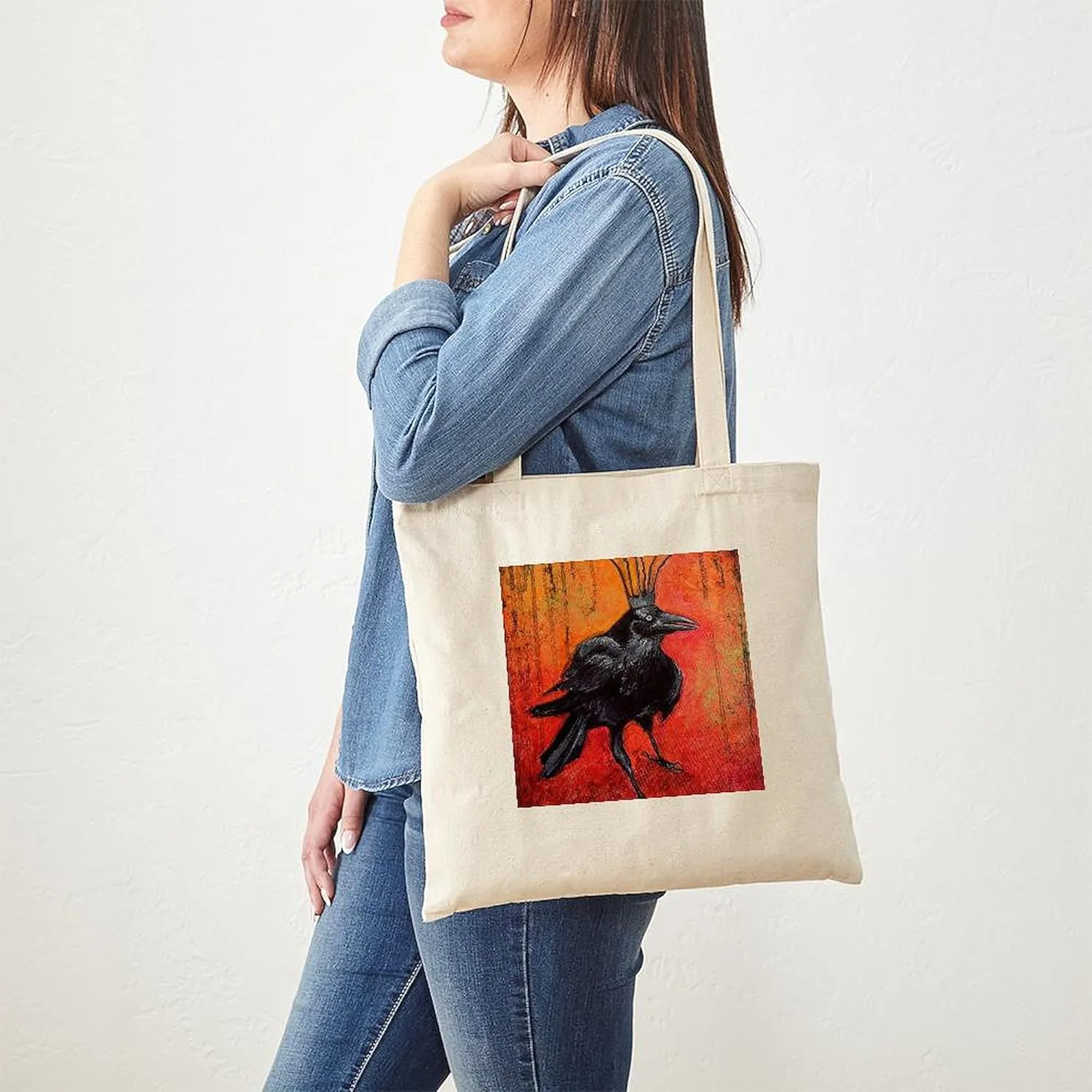 CafePress Darlington, The Raven King Tote Bag Reusable Natural Beige Canvas Shopping Bag