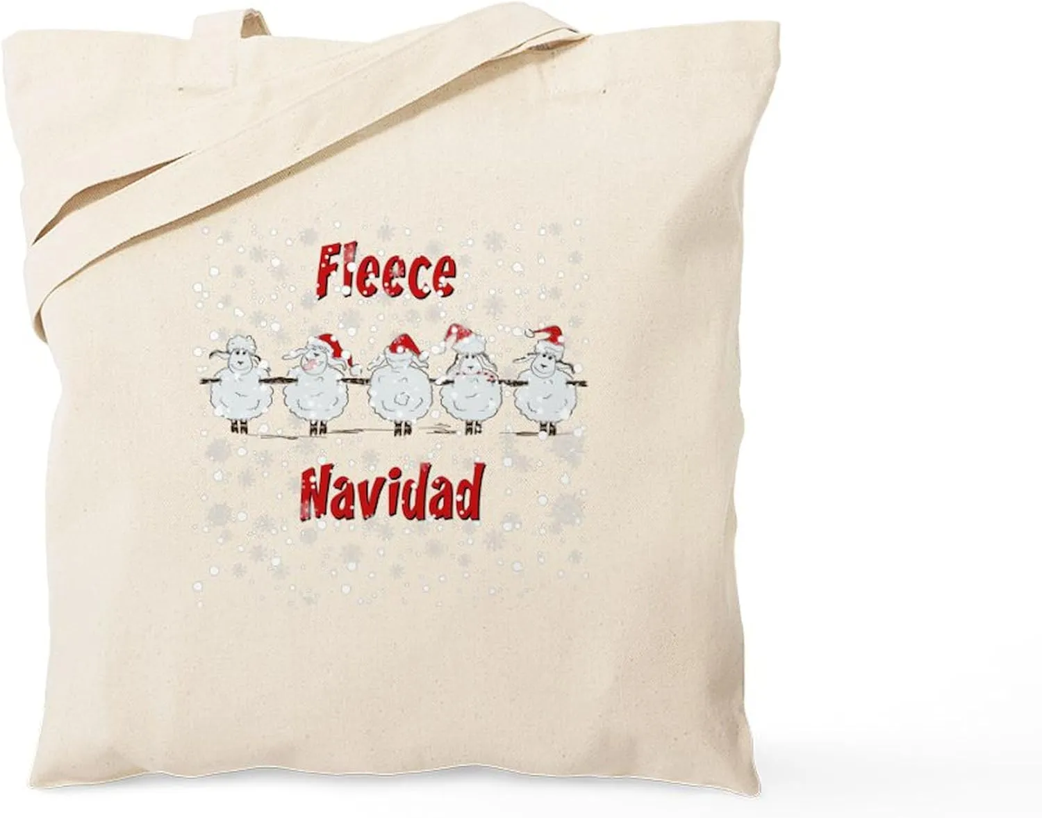 CafePress FUNNY Christmas Fleece Navidad Sheep Tote Bag Reusable Natural Beige Canvas Shopping Bag